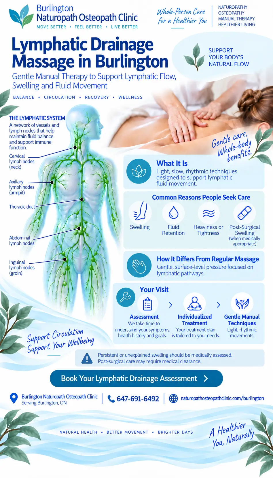 infographic-Lymphatic Drainage Massage - Burlington Naturopath Osteopath Clinic