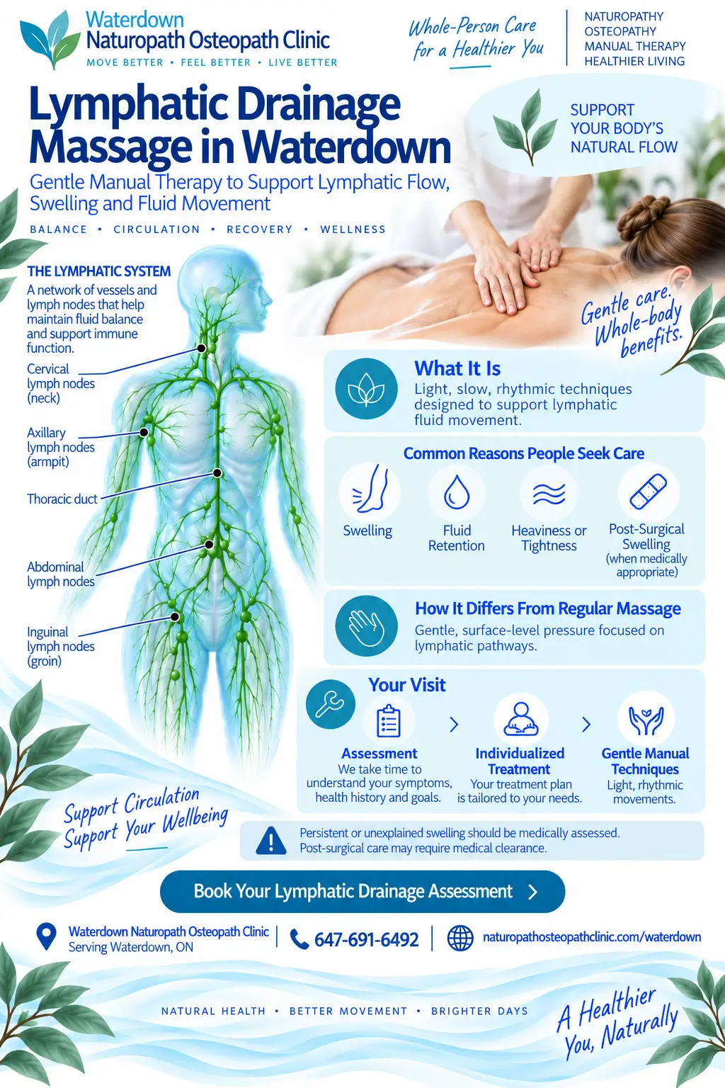 infographic-Lymphatic Drainage Massage - Waterdown Naturopath Osteopath Clinic